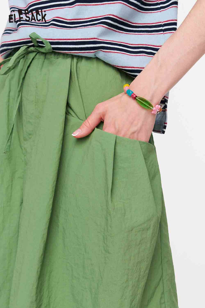 ELFSACK Drawstring Cargo Pocket Loose Shorts