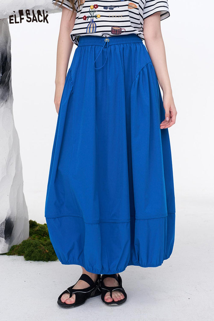 ELFSACK Elastic Waist Drawstring Lantern Skirt
