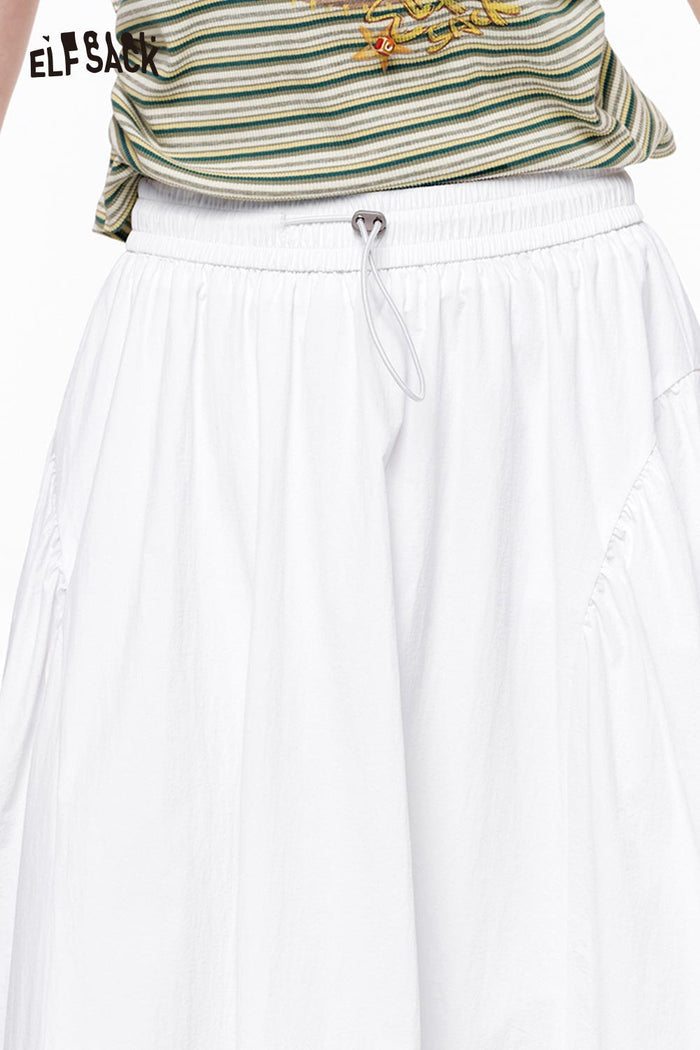 ELFSACK Elastic Waist Drawstring Lantern Skirt