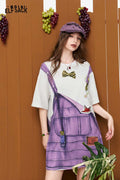 ELFSACK Fake Overalls Print T-Shirt Dress