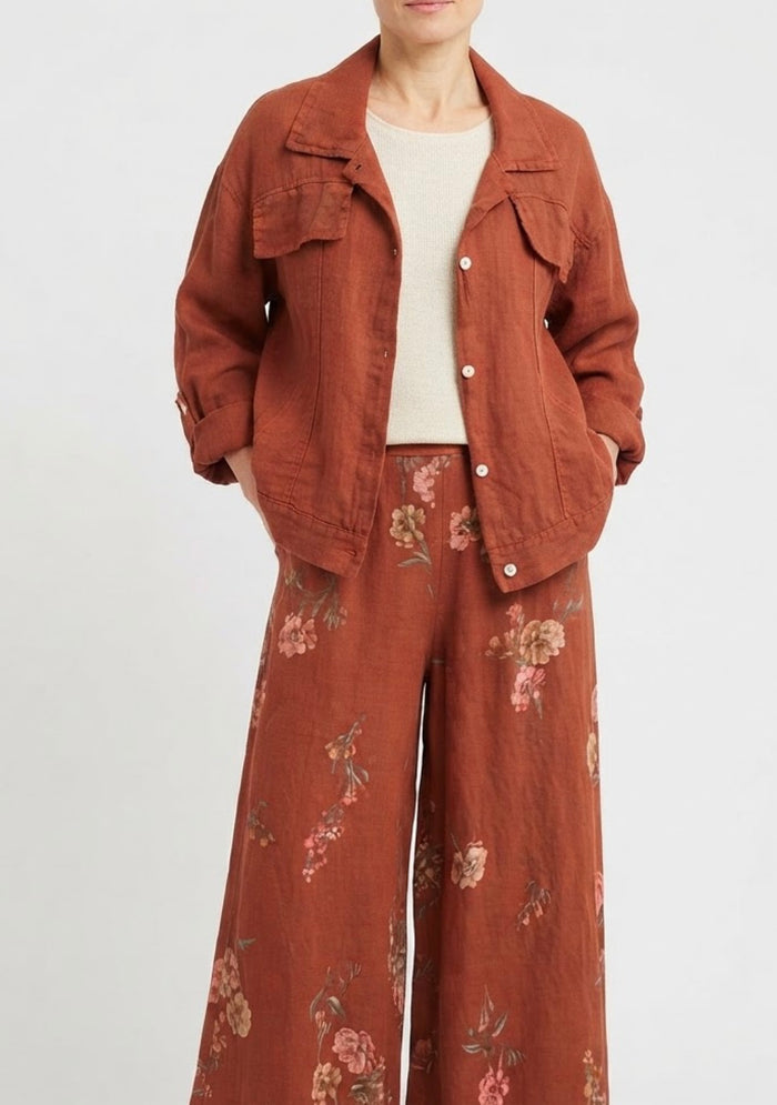 Brick / One Size Fits NZ 14-18 / 100% Linen