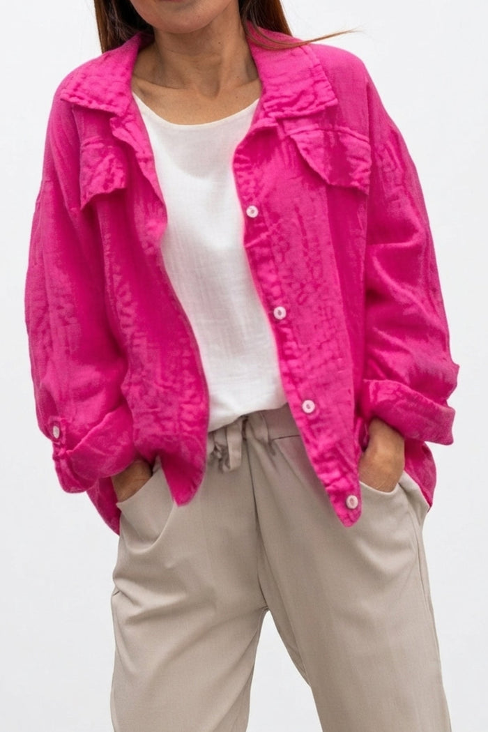 Hot Pink / One Size Fits NZ 14-18 / 100% Linen