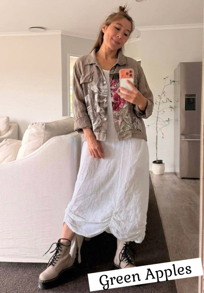 Mocha / One Size Fits NZ 14-18 / 100% Linen