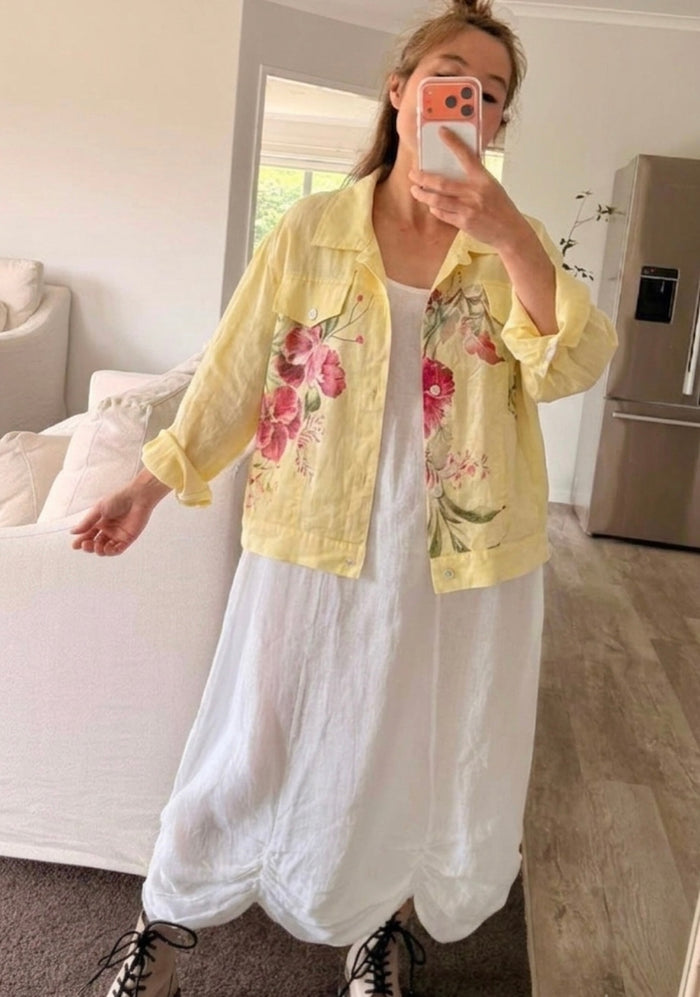 Lemon / One Size Fits NZ 14-18 / 100% Linen