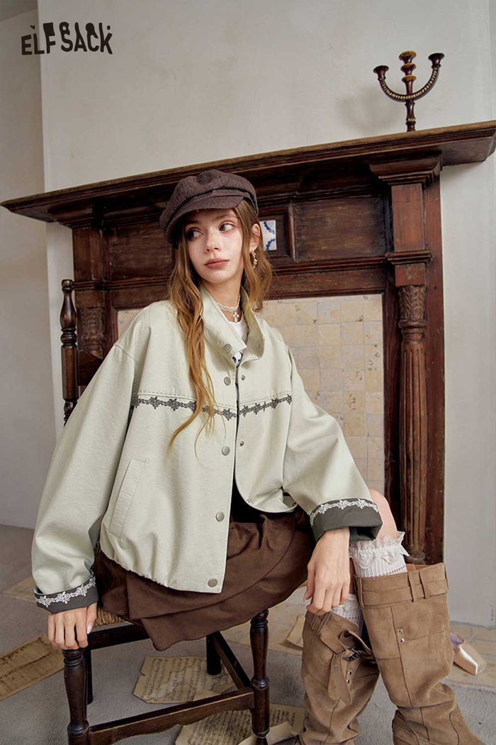 Floral Embroidery Crop Jacket