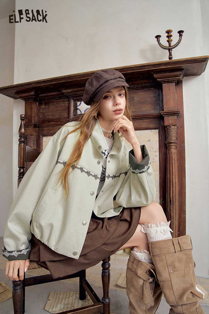 Floral Embroidery Crop Jacket