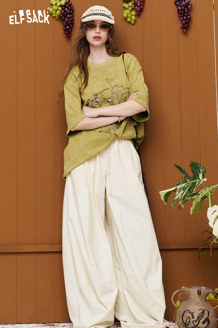 ELFSACK Fox & Grape Print Washed Tee