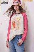 ELFSACK Fox Print Raglan Sleeve Long Sleeve Tee