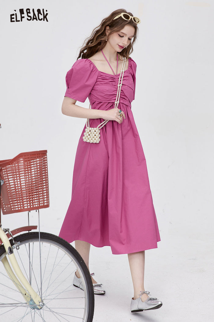 ELFSACK French Pink Puff Sleeve Princess Dress