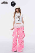 ELFSACK Fuchsia Cargo Pants with Heart Print