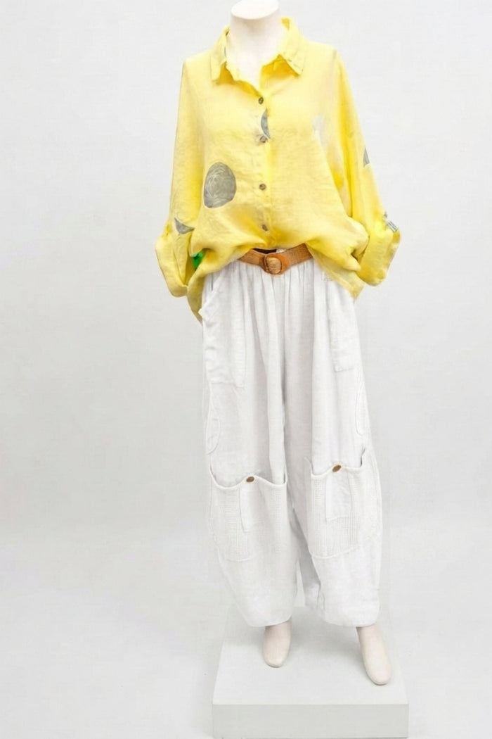 White / One Size Fits NZ 8-16 / 100% Linen