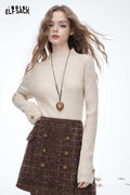 ELFSACK Gold Button Cuff Mock Neck Knit