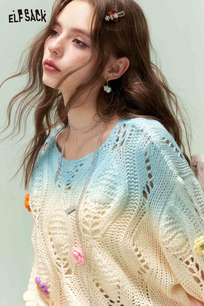 ELFSACK Gradient Dip Dye Knit Sweater