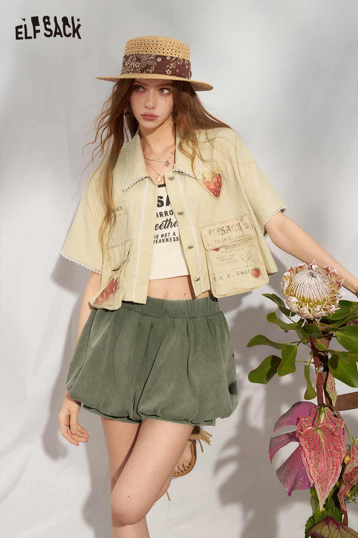 ELFSACK Gradient Washed Bubble Skort Shorts