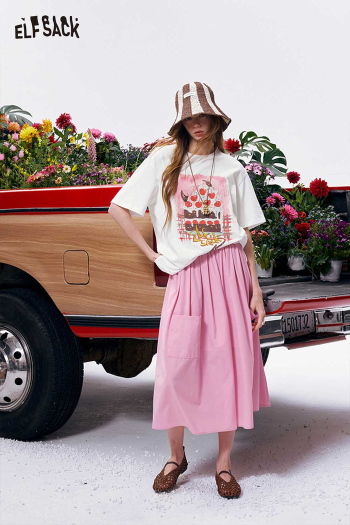 ELFSACK Graffiti Cake Print Oversized Tee