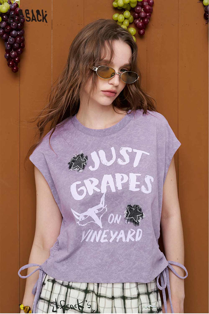 ELFSACK Graphic Print Side Tie Sleeveless Tee