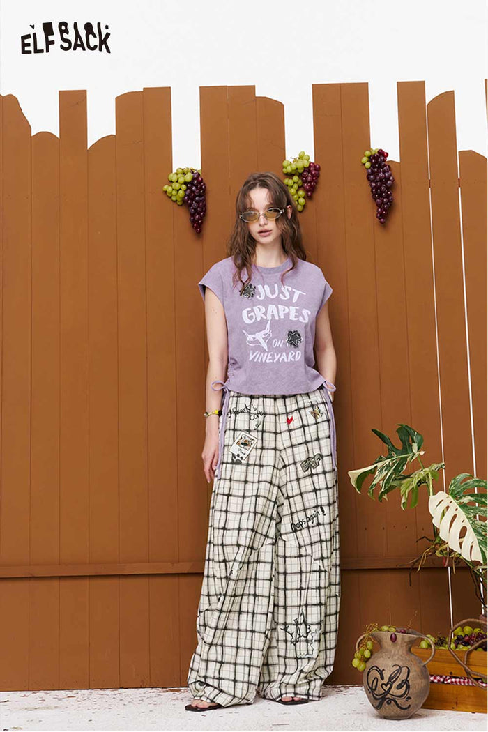 ELFSACK Graphic Print Side Tie Sleeveless Tee
