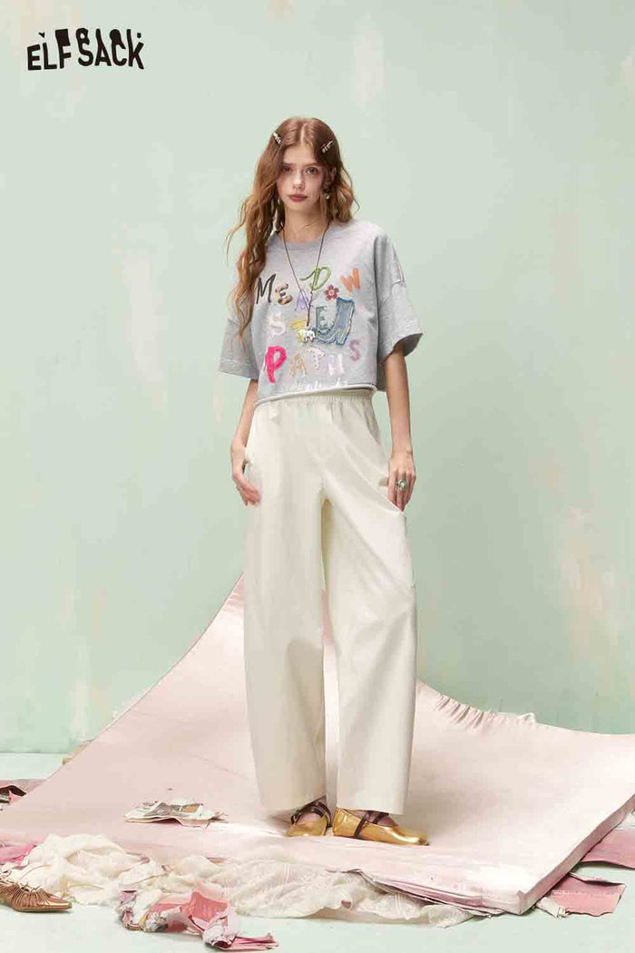 ELFSACK Graphic Tshirt with Embroidery & Denim Patch