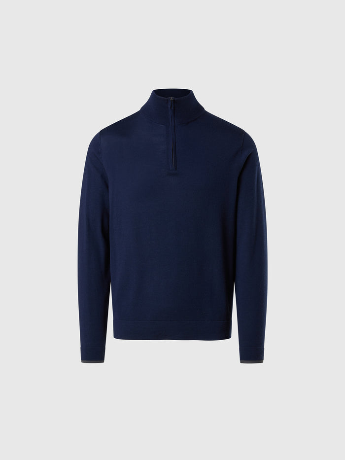 hover | Navy blue | half-zip-14gg-knitwear-699219