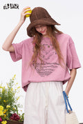 ELFSACK Heart Music Note Print Oversized T-Shirt