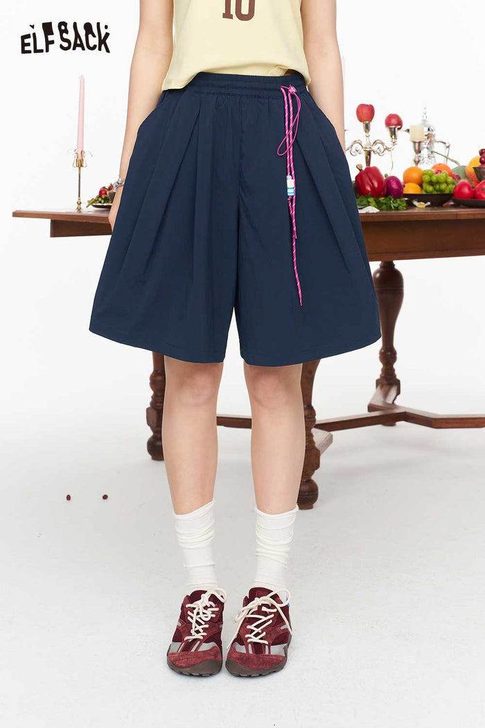ELFSACK High Waist Beaded Tassel Wide Leg Culottes
