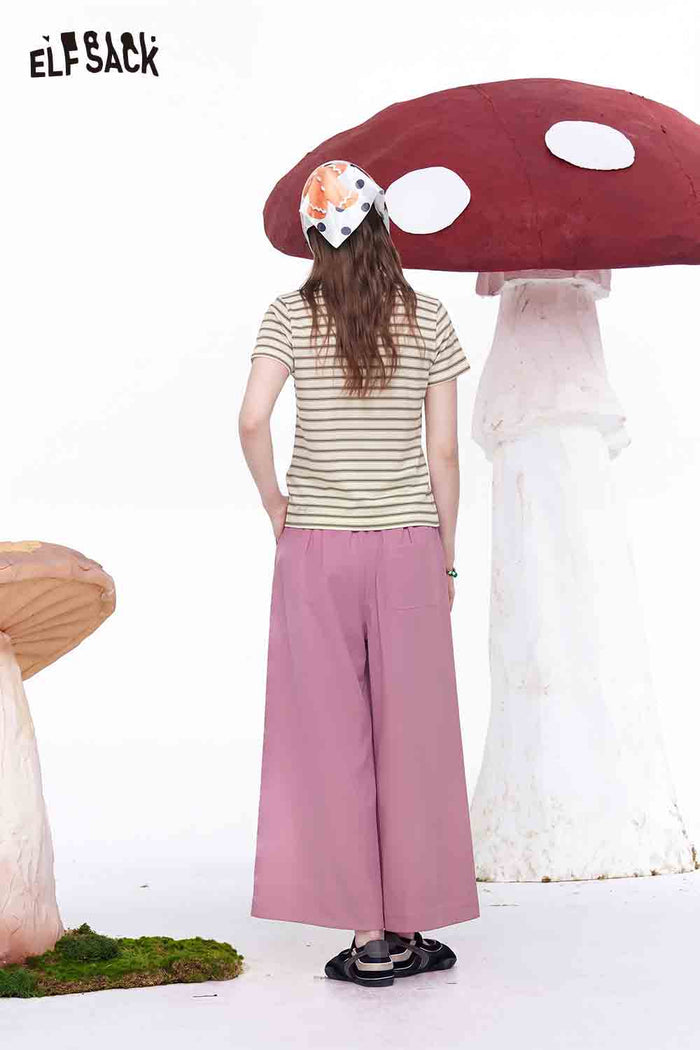 ELFSACK High Waist Elastic Wide Leg Pants