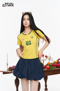 ELFSACK High Waist Striped Sporty A-line Mini Skirt