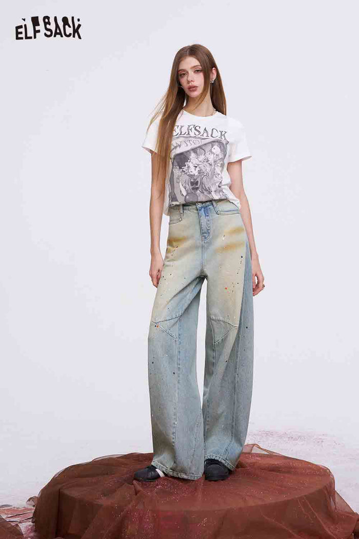 ELFSACK High Waist Wide Leg Jeans