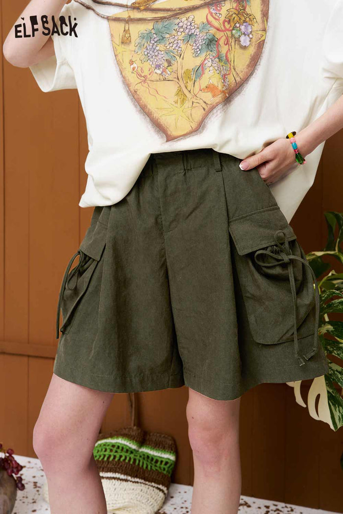 ELFSACK High-Waisted Bow Cargo Shorts