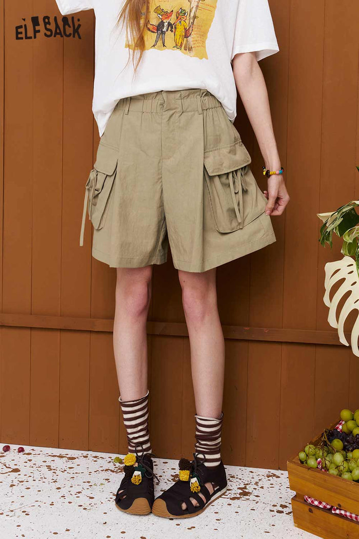 ELFSACK High-Waisted Bow Cargo Shorts
