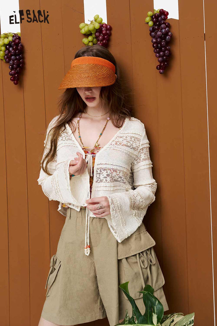 ELFSACK High-Waisted Bow Cargo Shorts