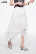 ELFSACK Irregular Layered Mesh Chic Skirt