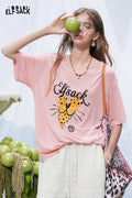 ELFSACK Leopard Heart Print Loose Tee
