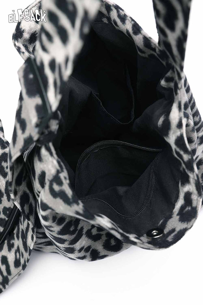 ELFSACK Leopard-print Canvas Tote Bag