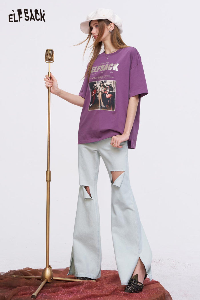 ELFSACK Light Blue Flare Jeans