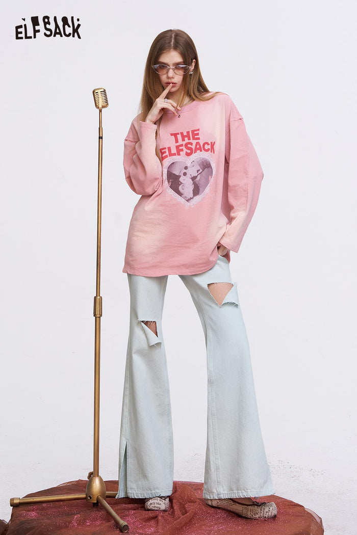 ELFSACK Light Blue Flare Jeans