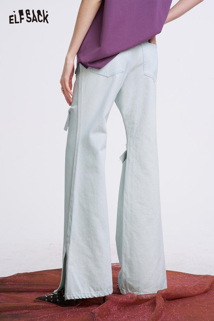 ELFSACK Light Blue Flare Jeans