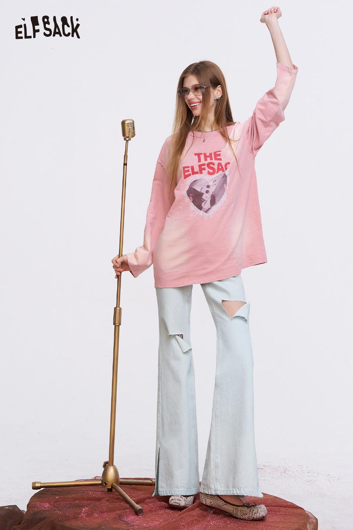 ELFSACK Light Blue Flare Jeans