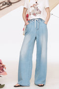 ELFSACK Light Colored Wide Leg Washed Loose Straight Leg Jeans