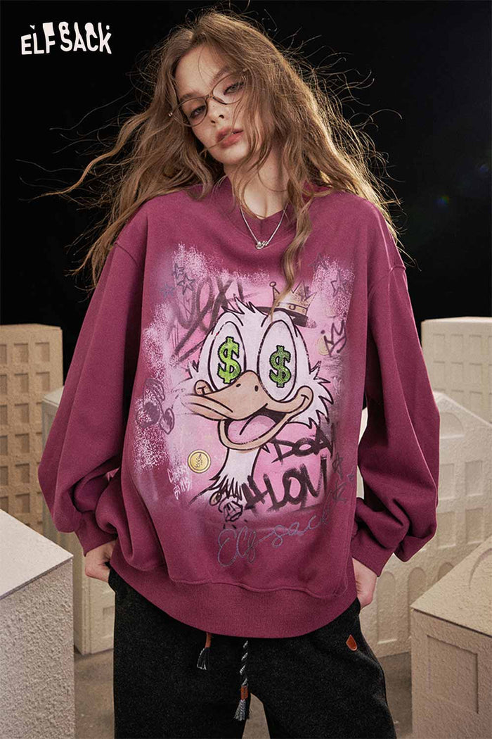 ELFSACK Light Graphic Round Neck Long Sleeve Tshirt