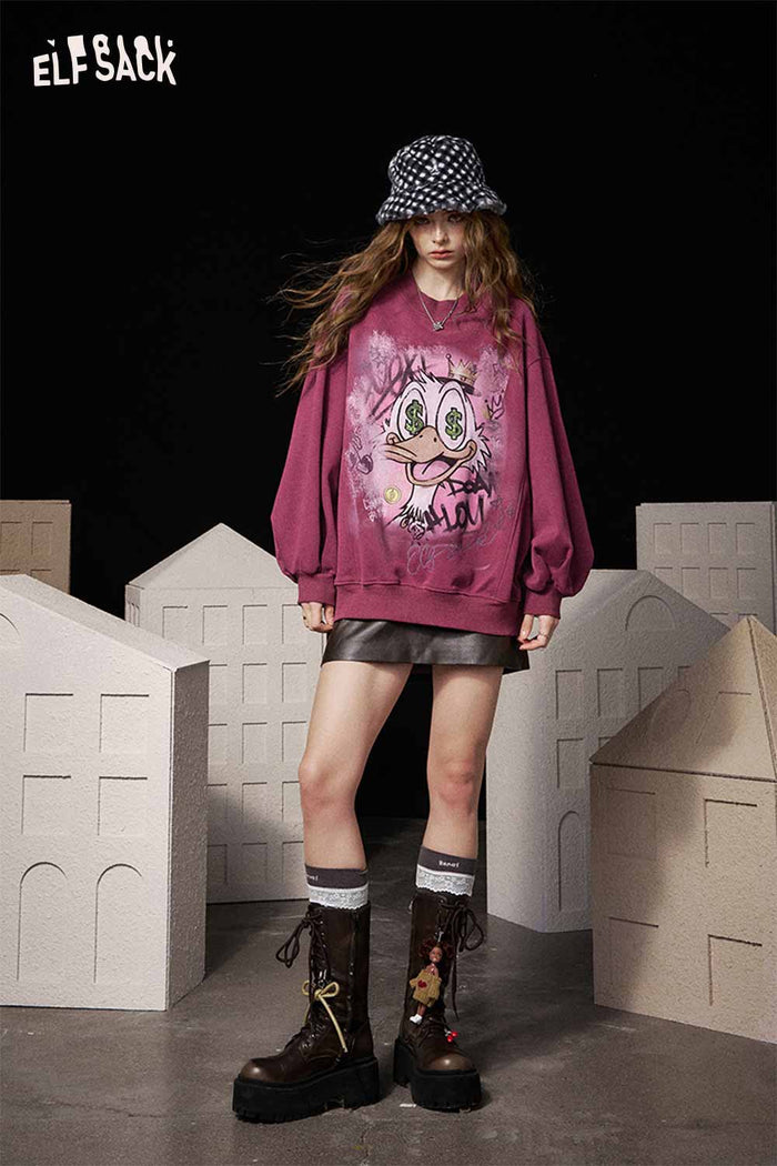 ELFSACK Light Graphic Round Neck Long Sleeve Tshirt