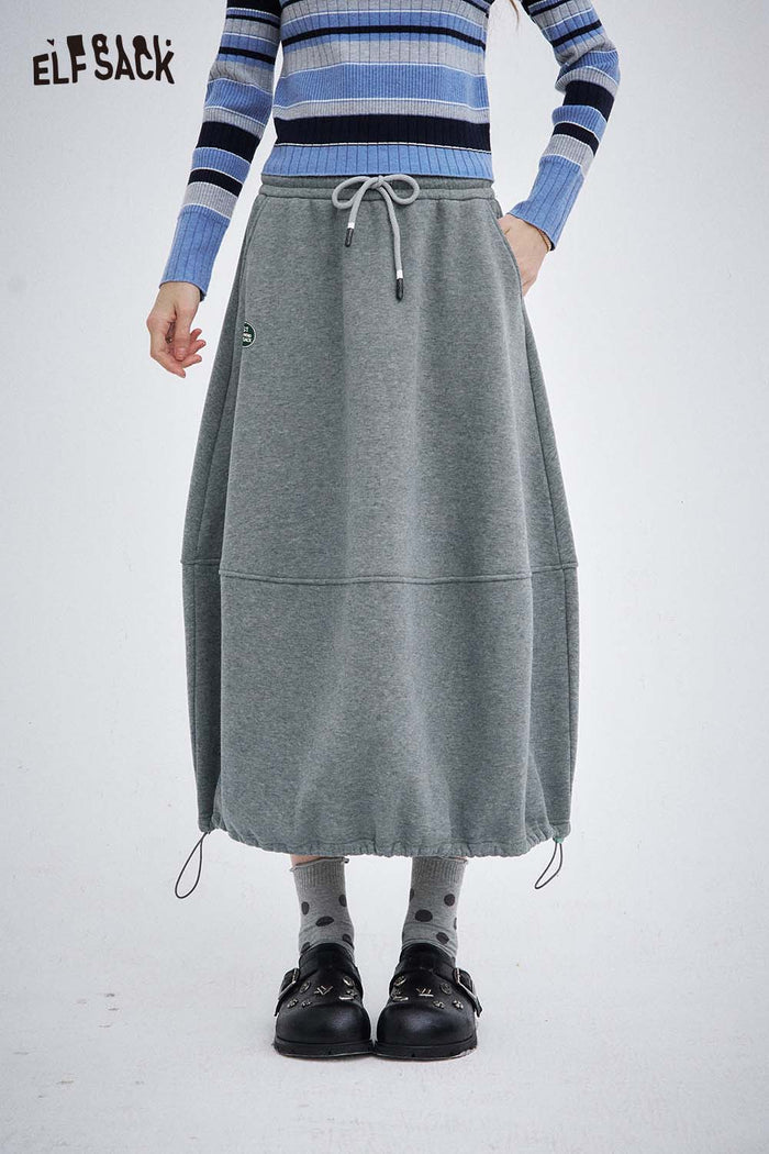 ELFSACK Light Hem Elastic Drawstring Half Skirt