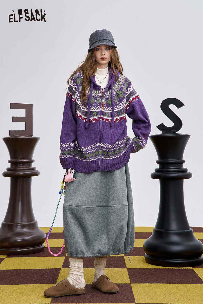 ELFSACK Light Hem Elastic Drawstring Half Skirt