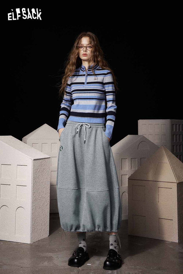 ELFSACK Light Hem Elastic Drawstring Half Skirt
