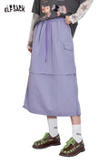 ELFSACK Light Loose Empire Drawstring Midi Skirt