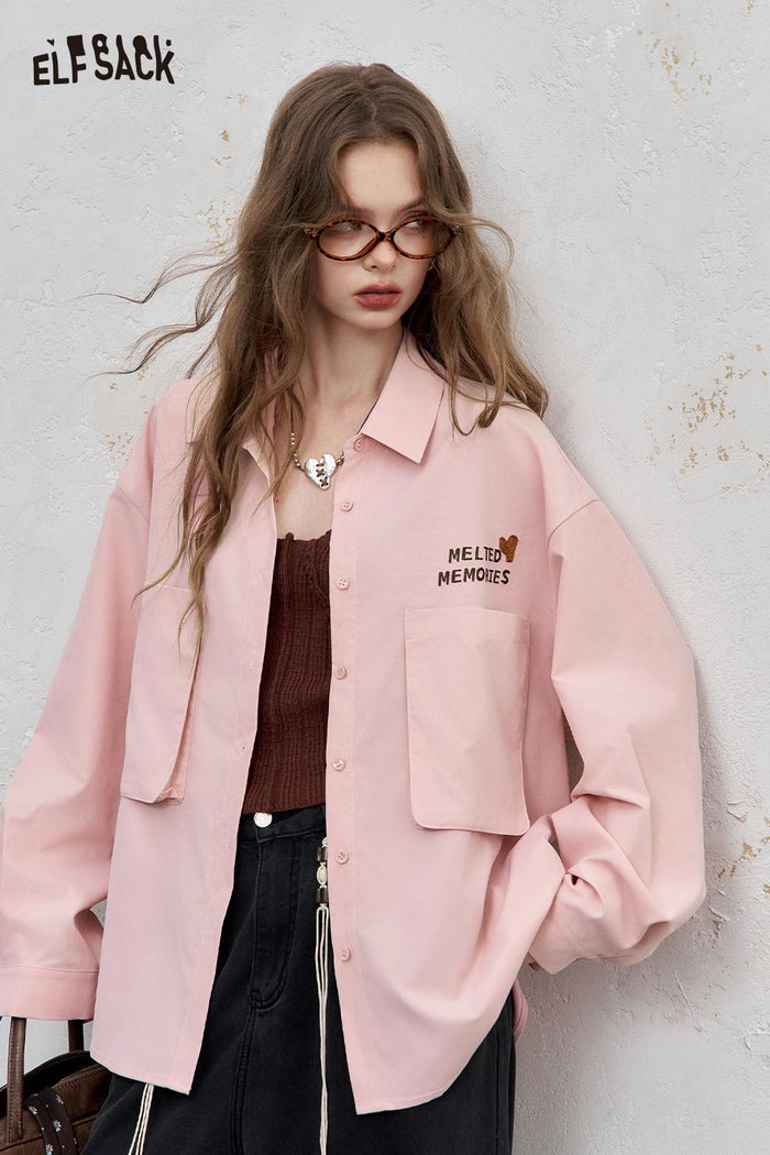 ELFSACK Light Loose Graphic Lapel Streetwear Shirt