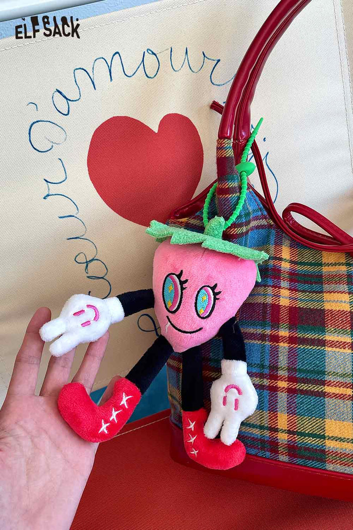 ELFSACK Light Plush Strawberry Decor Cute Bag Charm
