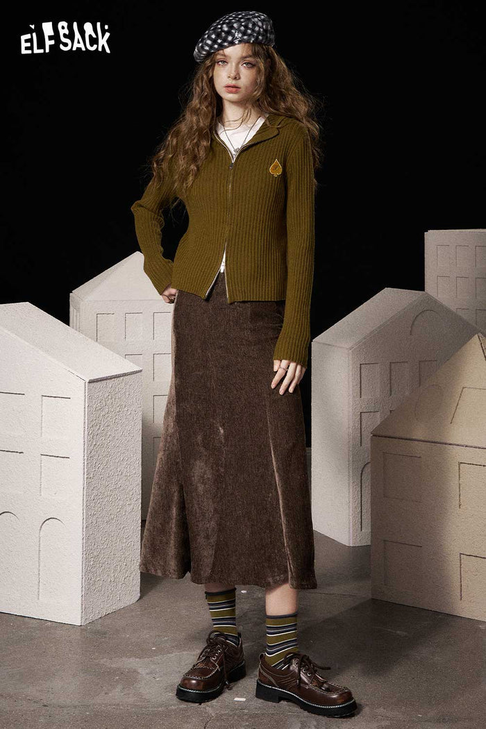ELFSACK Light Slim Fit Bodycon Half Skirt