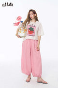 ELFSACK Loose Cotton Linen Harem Bloomers Pants