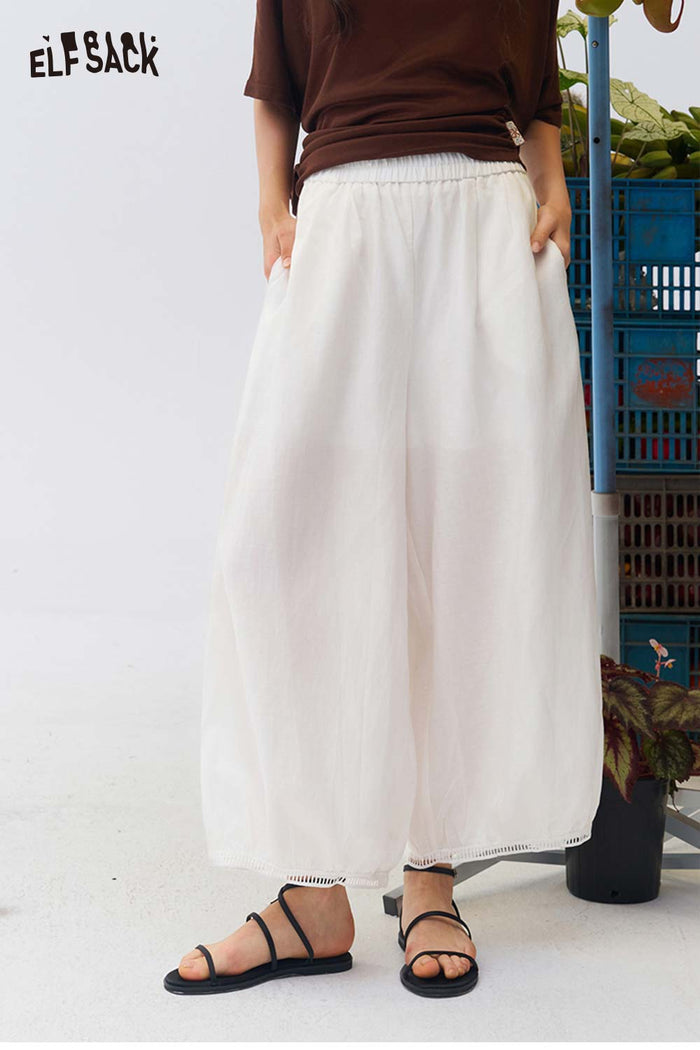 ELFSACK Loose Cotton Linen Harem Bloomers Pants